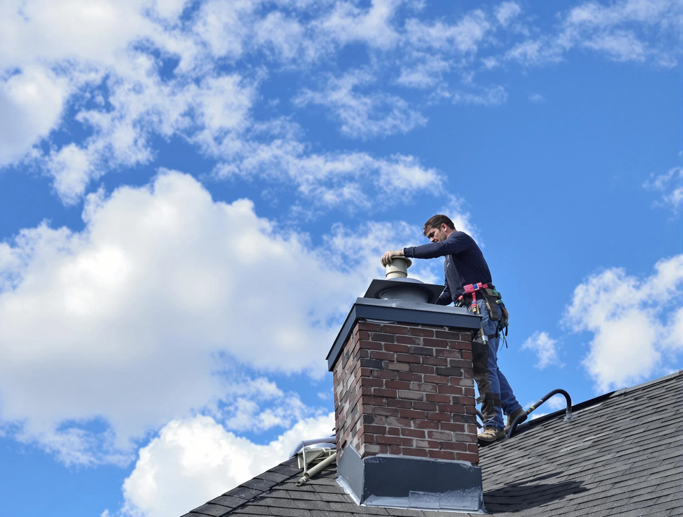 East Point Chimney Sweep installing a sturdy chimney cap in East Point, GA