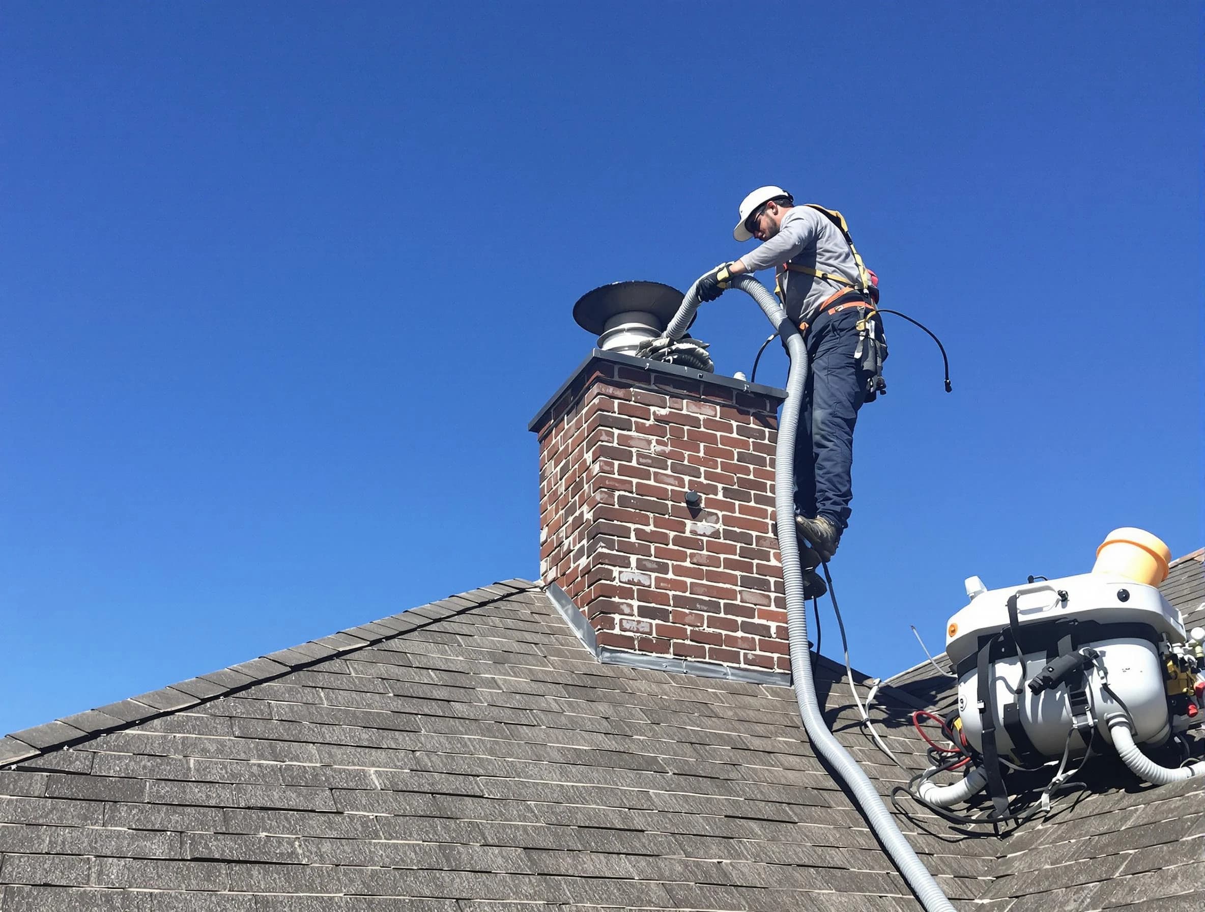 Dedicated East Point Chimney Sweep team member cleaning a chimney in East Point, GA
