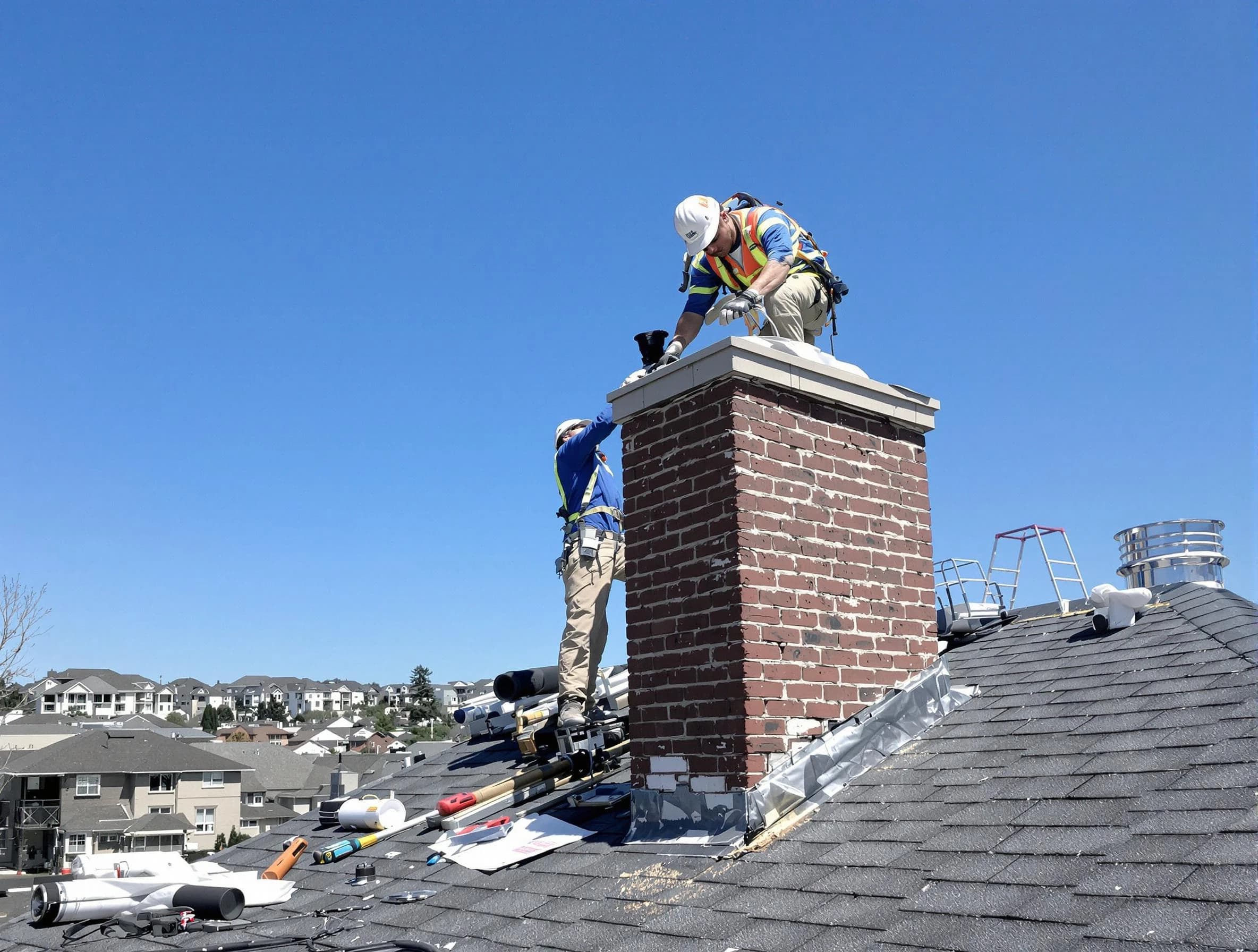 East Point Chimney Sweep repairing a chimney crown in East Point, GA