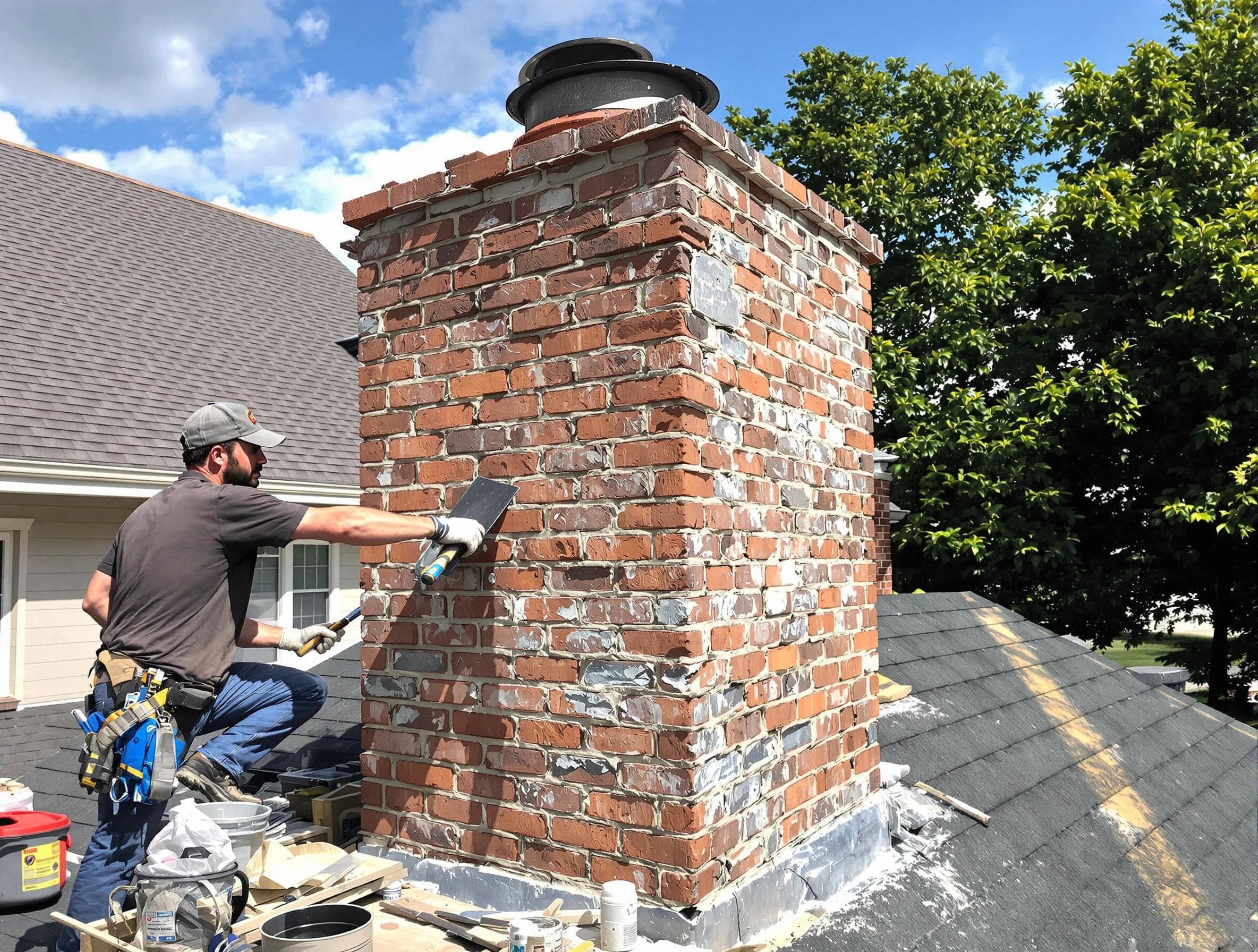 Completed chimney rebuild by East Point Chimney Sweep in East Point, GA