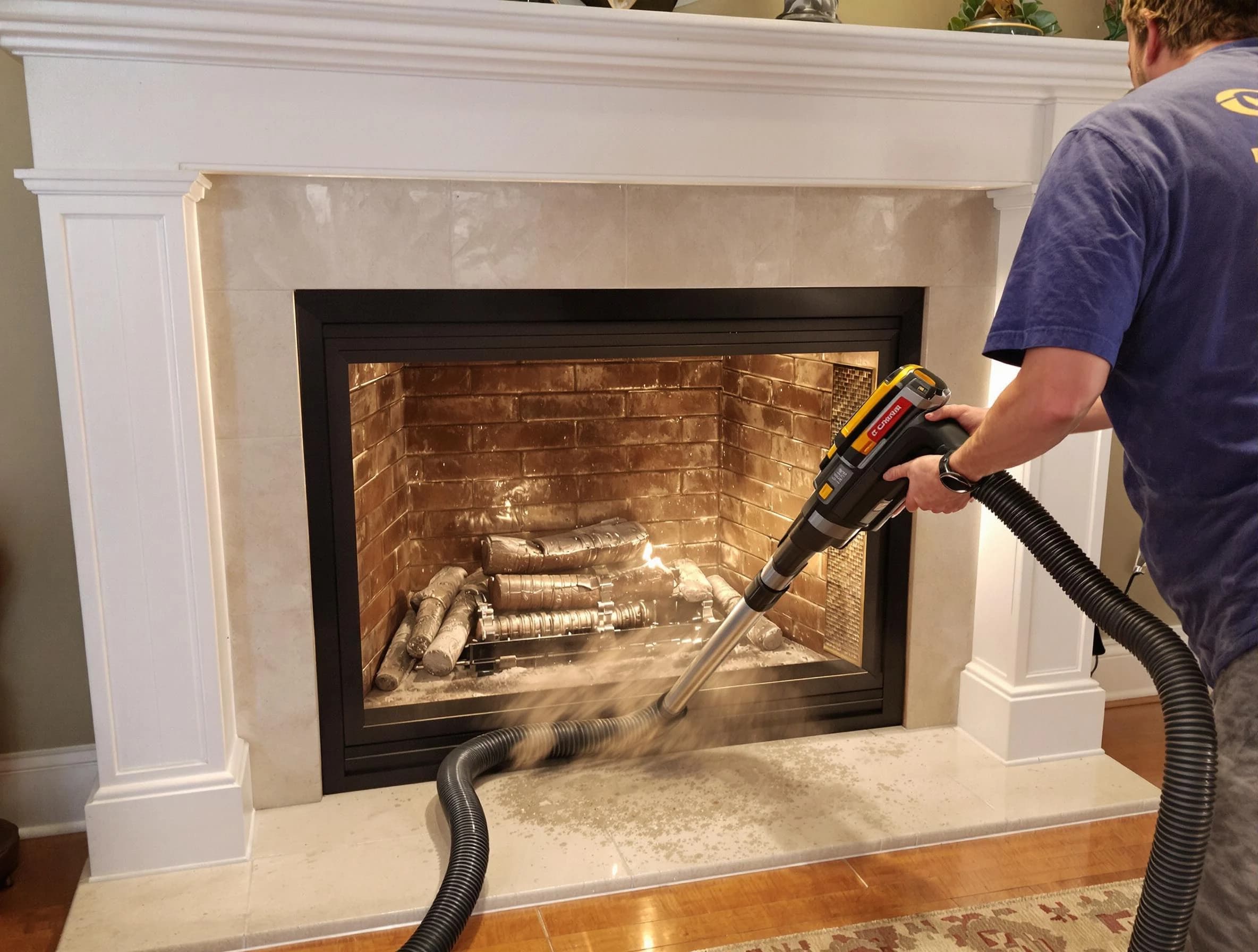 Fireplace cleaning performed by East Point Chimney Sweep in East Point, GA