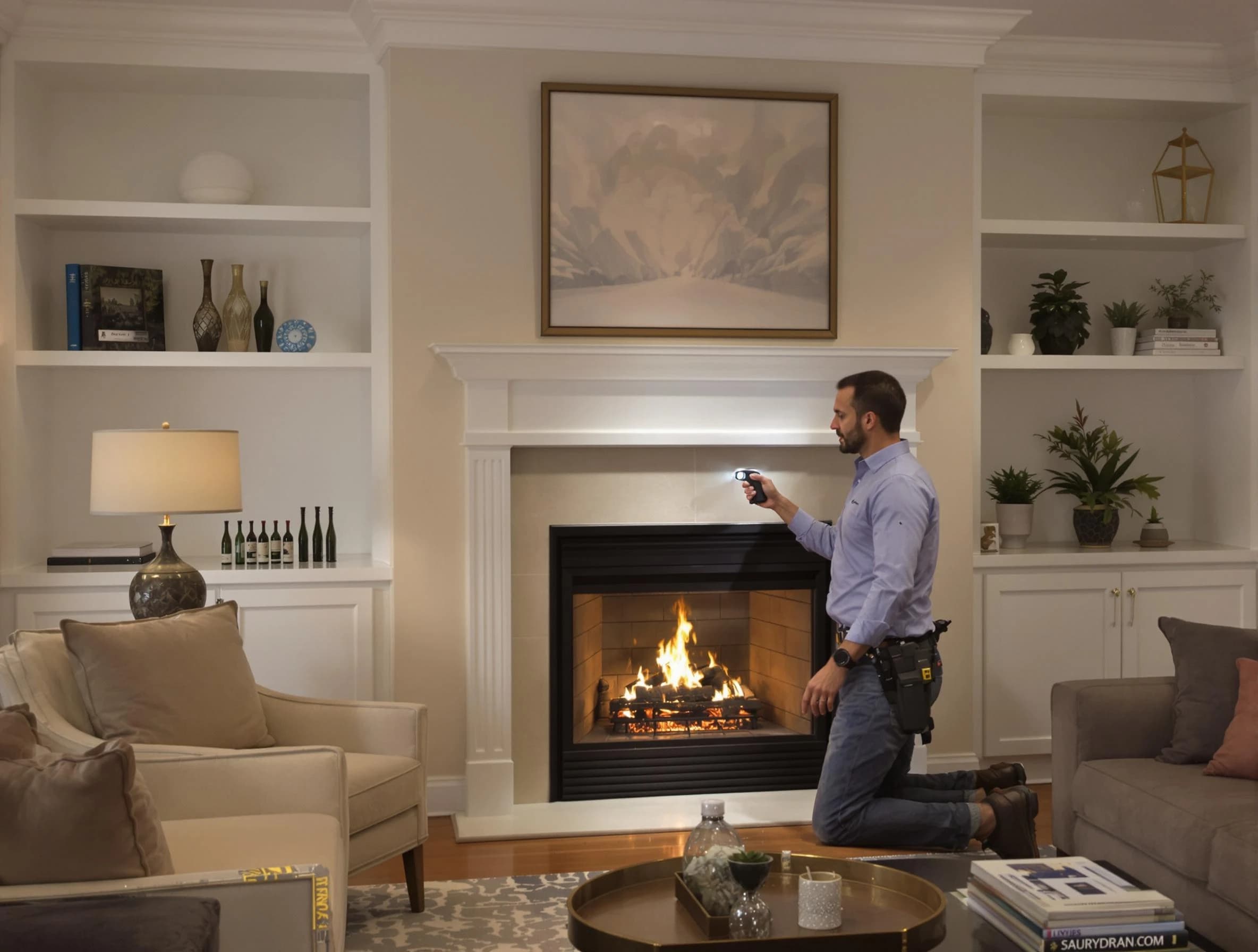 East Point Chimney Sweep conducting a fireplace safety inspection in East Point, GA