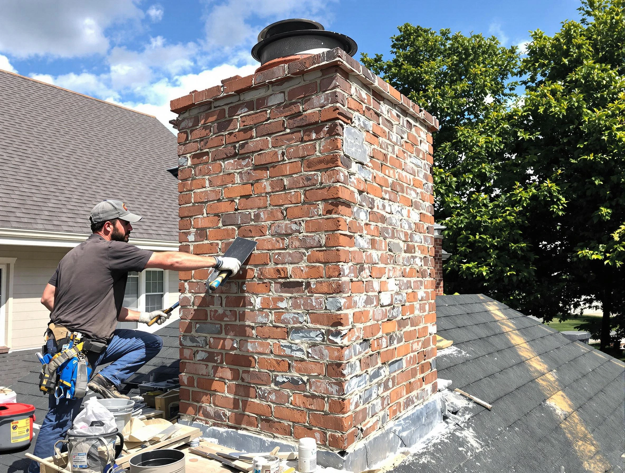 Completed chimney rebuild by East Point Chimney Sweep in East Point, GA