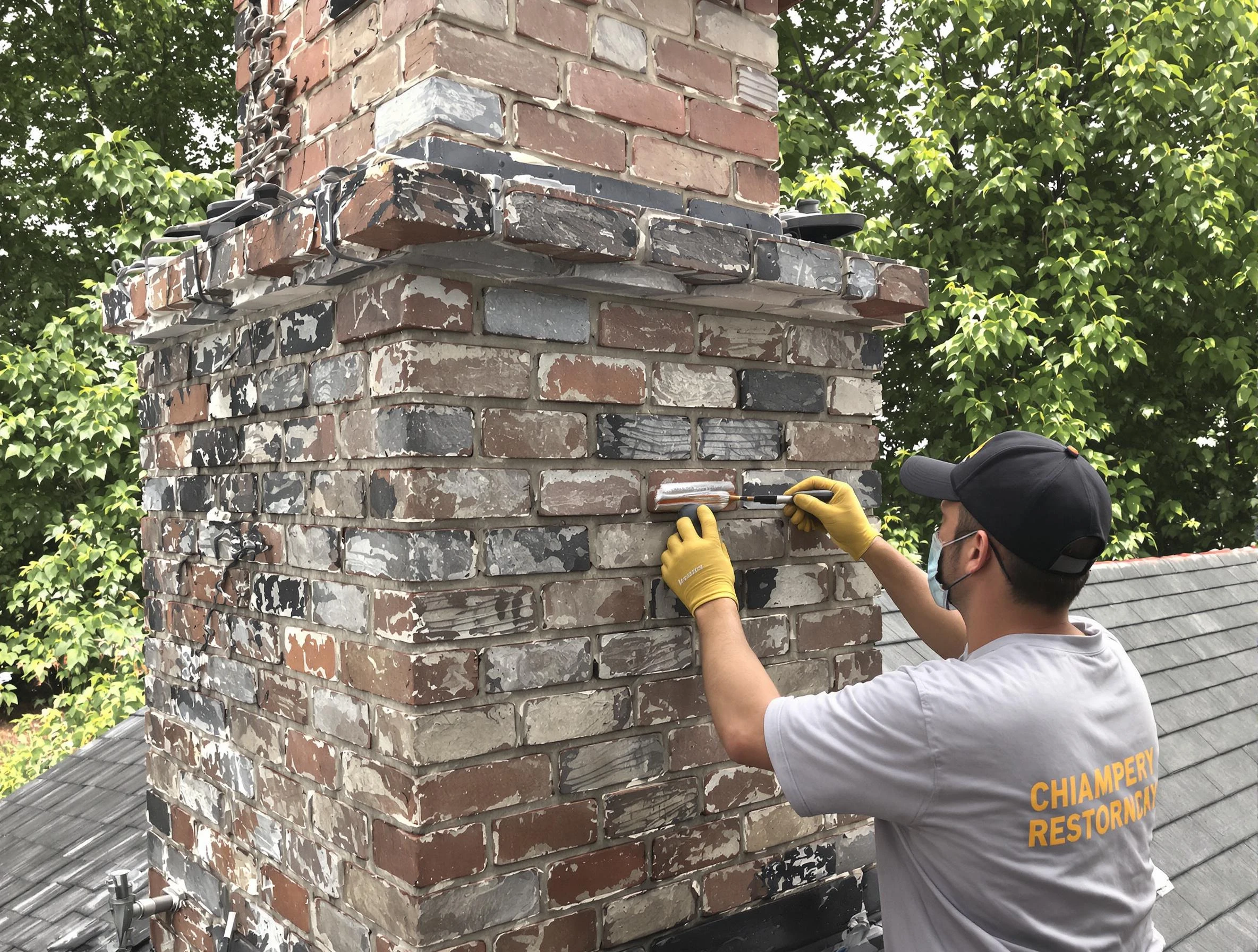 In-progress chimney restoration by East Point Chimney Sweep in East Point, GA